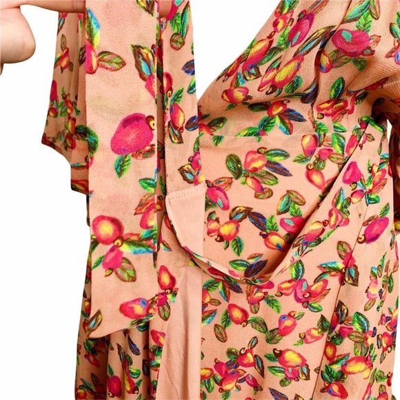 FARM Rio RARE Pink Wrap Tie Dress Mango Tropical - Picture 7 of 16